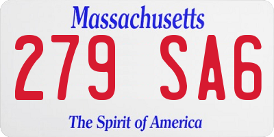 MA license plate 279SA6