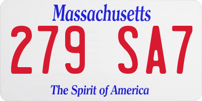 MA license plate 279SA7