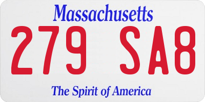 MA license plate 279SA8