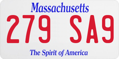 MA license plate 279SA9