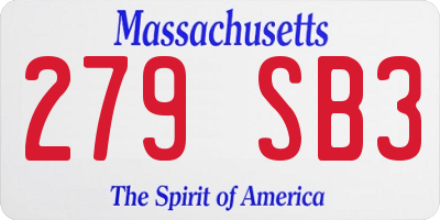 MA license plate 279SB3