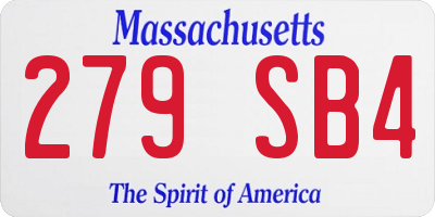 MA license plate 279SB4