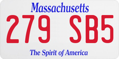 MA license plate 279SB5
