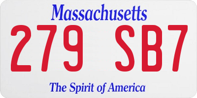 MA license plate 279SB7