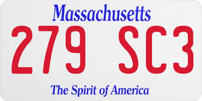 MA license plate 279SC3