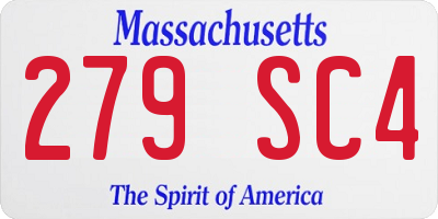 MA license plate 279SC4
