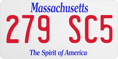MA license plate 279SC5