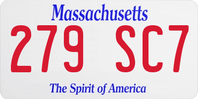 MA license plate 279SC7