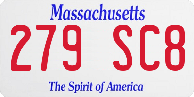 MA license plate 279SC8