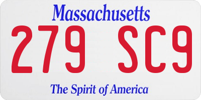 MA license plate 279SC9