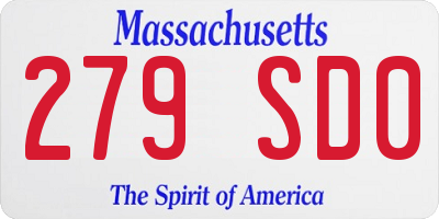 MA license plate 279SD0
