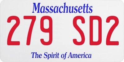 MA license plate 279SD2