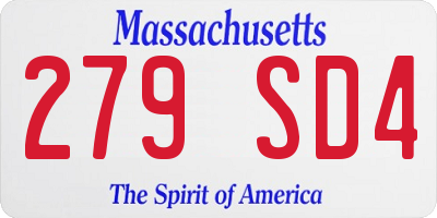 MA license plate 279SD4