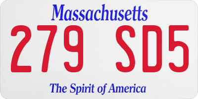 MA license plate 279SD5