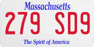 MA license plate 279SD9