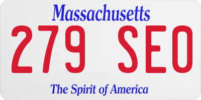 MA license plate 279SE0
