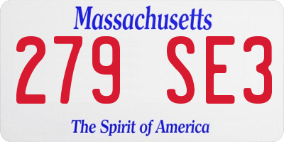 MA license plate 279SE3