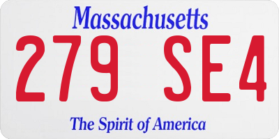 MA license plate 279SE4