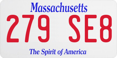 MA license plate 279SE8