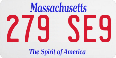 MA license plate 279SE9