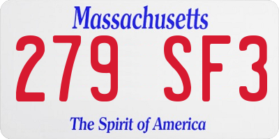 MA license plate 279SF3