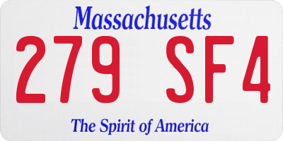 MA license plate 279SF4