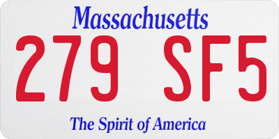 MA license plate 279SF5