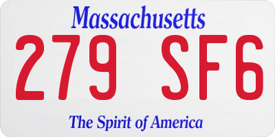 MA license plate 279SF6