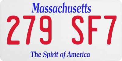 MA license plate 279SF7