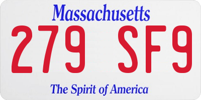 MA license plate 279SF9