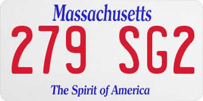 MA license plate 279SG2