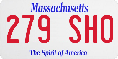 MA license plate 279SH0