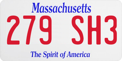 MA license plate 279SH3