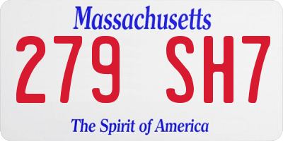 MA license plate 279SH7