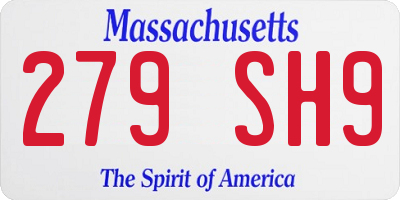 MA license plate 279SH9