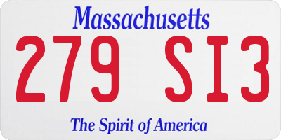 MA license plate 279SI3