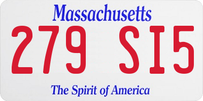 MA license plate 279SI5