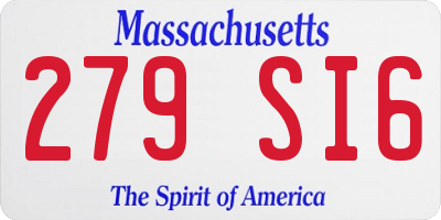 MA license plate 279SI6