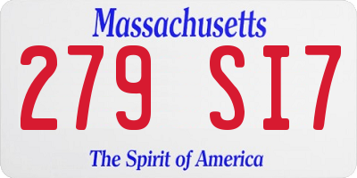 MA license plate 279SI7