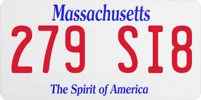 MA license plate 279SI8