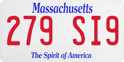 MA license plate 279SI9