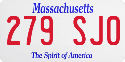 MA license plate 279SJ0