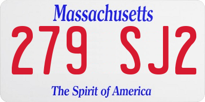 MA license plate 279SJ2
