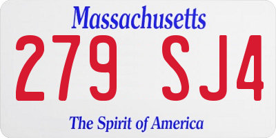 MA license plate 279SJ4