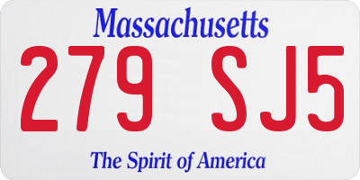 MA license plate 279SJ5
