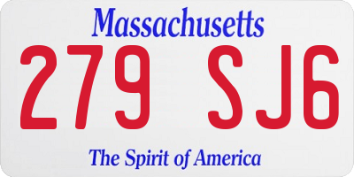 MA license plate 279SJ6