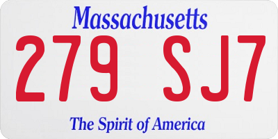 MA license plate 279SJ7