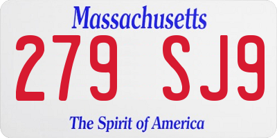 MA license plate 279SJ9