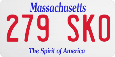 MA license plate 279SK0