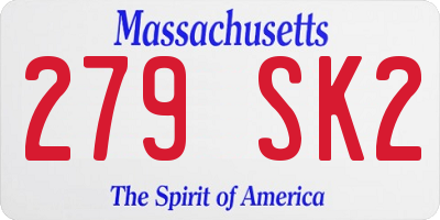 MA license plate 279SK2